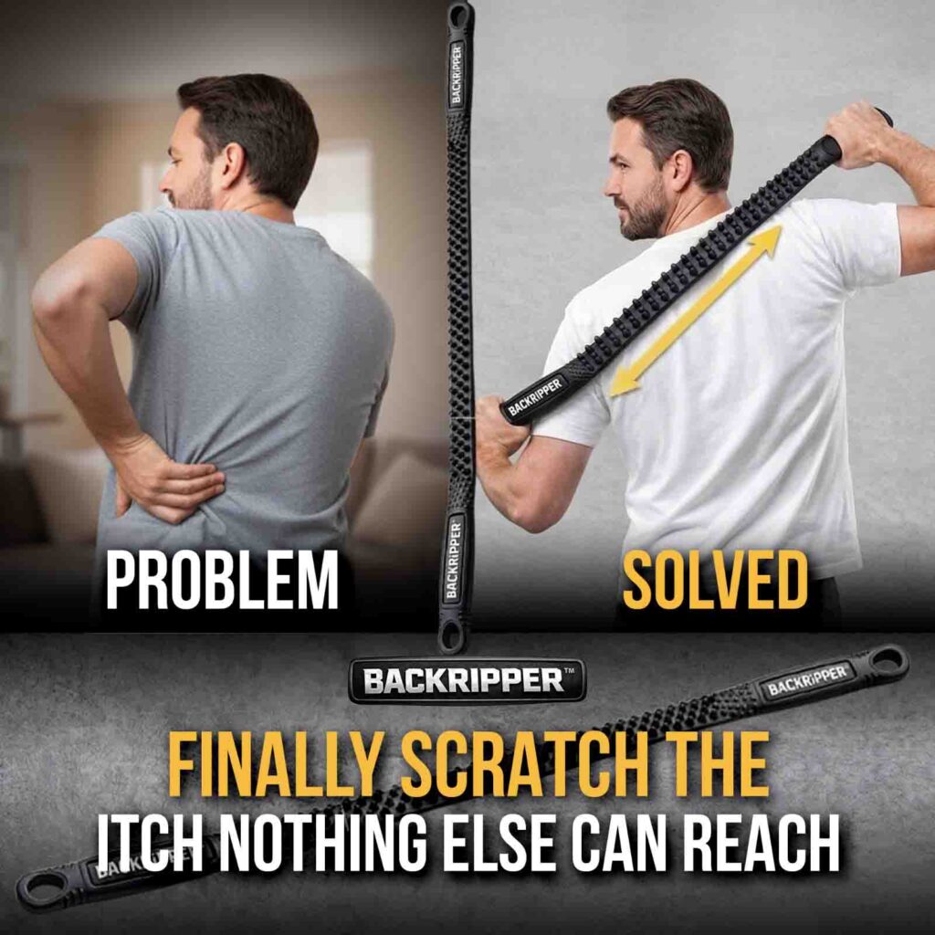 BackRipper aggressive back scratcher reaching an unreachable back itch
