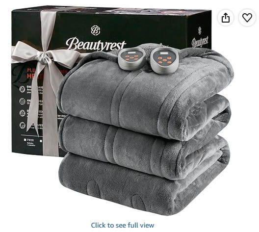Beautyrest reversible heated blanket as a practical comfort gift for older men who enjoy staying warm and relaxing at home.